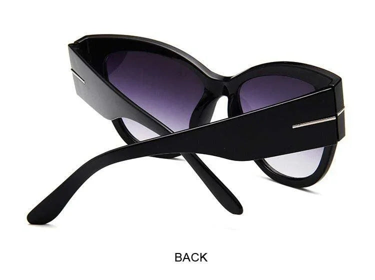 Oversized Big Frame Cat Eye Gradient Lens Vintage Mirror Sunglasses - Vestir en Moda