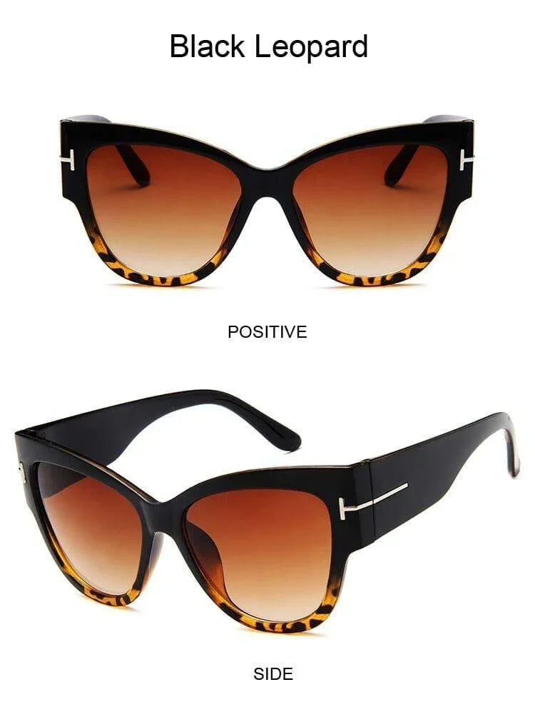 Oversized Big Frame Cat Eye Gradient Lens Vintage Mirror Sunglasses - Vestir en Moda