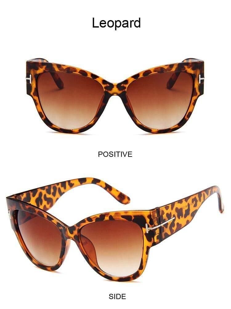 Oversized Big Frame Cat Eye Gradient Lens Vintage Mirror Sunglasses - Vestir en Moda