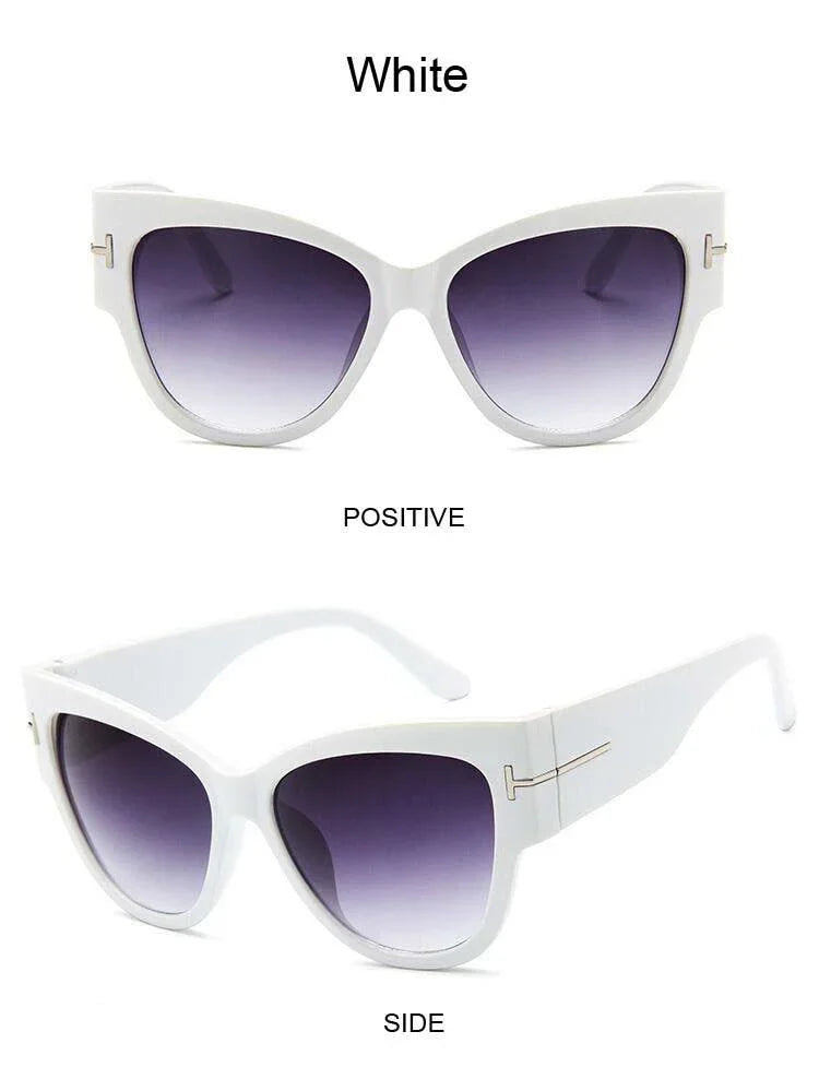 Oversized Big Frame Cat Eye Gradient Lens Vintage Mirror Sunglasses - Vestir en Moda