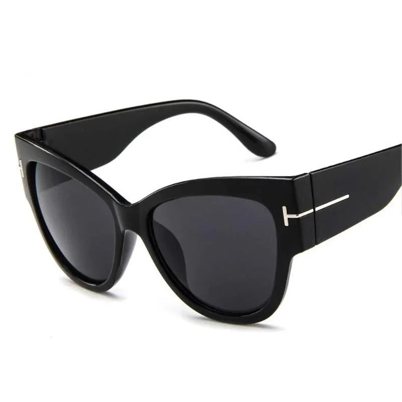 Oversized Big Frame Cat Eye Gradient Lens Vintage Mirror Sunglasses - Vestir en Moda