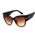 Oversized Big Frame Cat Eye Gradient Lens Vintage Mirror Sunglasses - Vestir en Moda