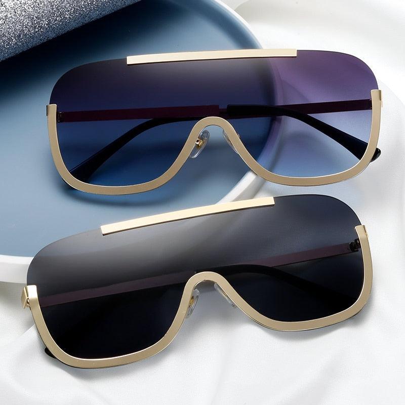 Oversized Metal Shades Eyewear Oculos Square Polyurethane Sunglasses - Vestir en Moda