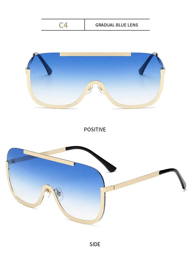 Oversized Metal Shades Eyewear Oculos Square Polyurethane Sunglasses - Vestir en Moda