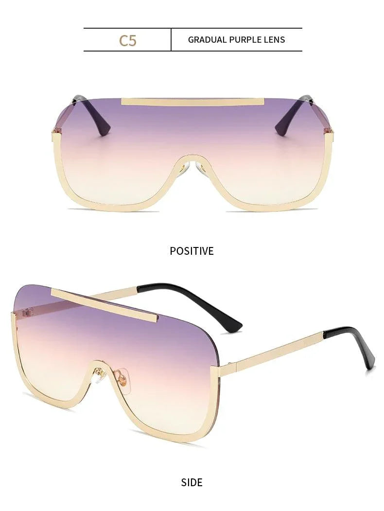 Oversized Metal Shades Eyewear Oculos Square Polyurethane Sunglasses - Vestir en Moda
