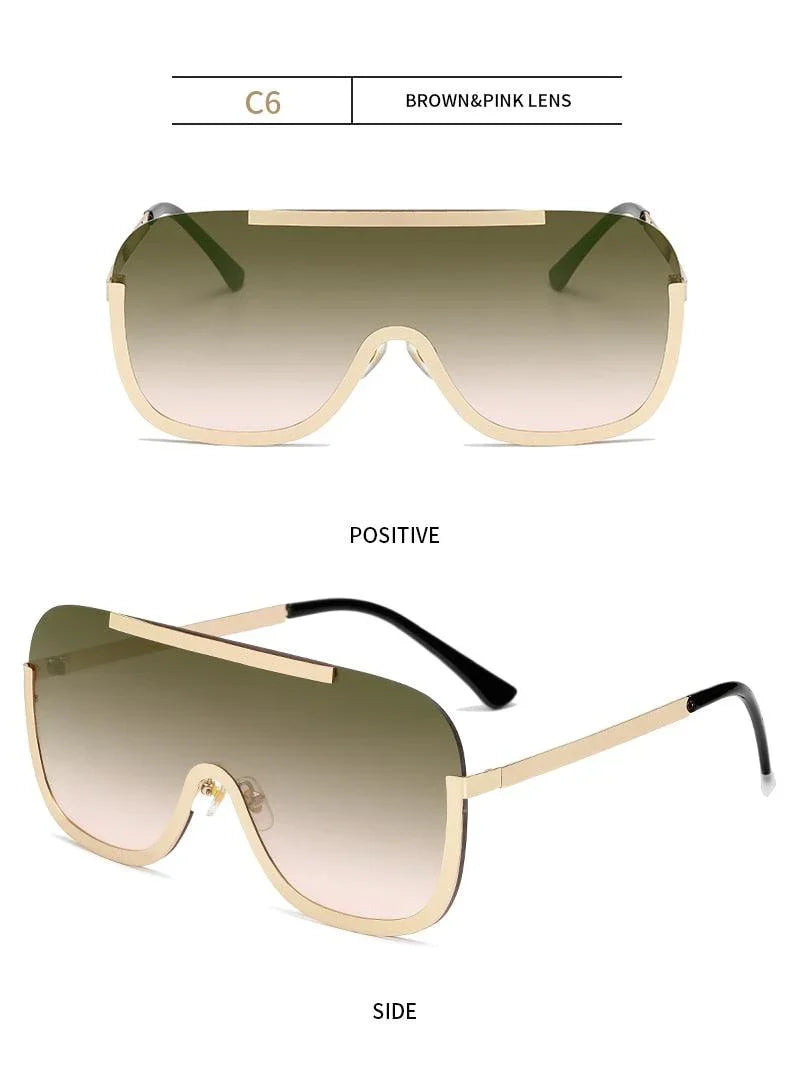 Oversized Metal Shades Eyewear Oculos Square Polyurethane Sunglasses - Vestir en Moda
