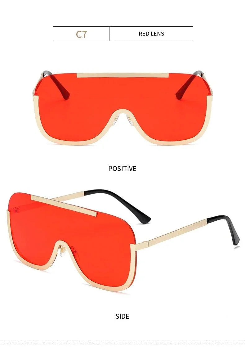Oversized Metal Shades Eyewear Oculos Square Polyurethane Sunglasses - Vestir en Moda