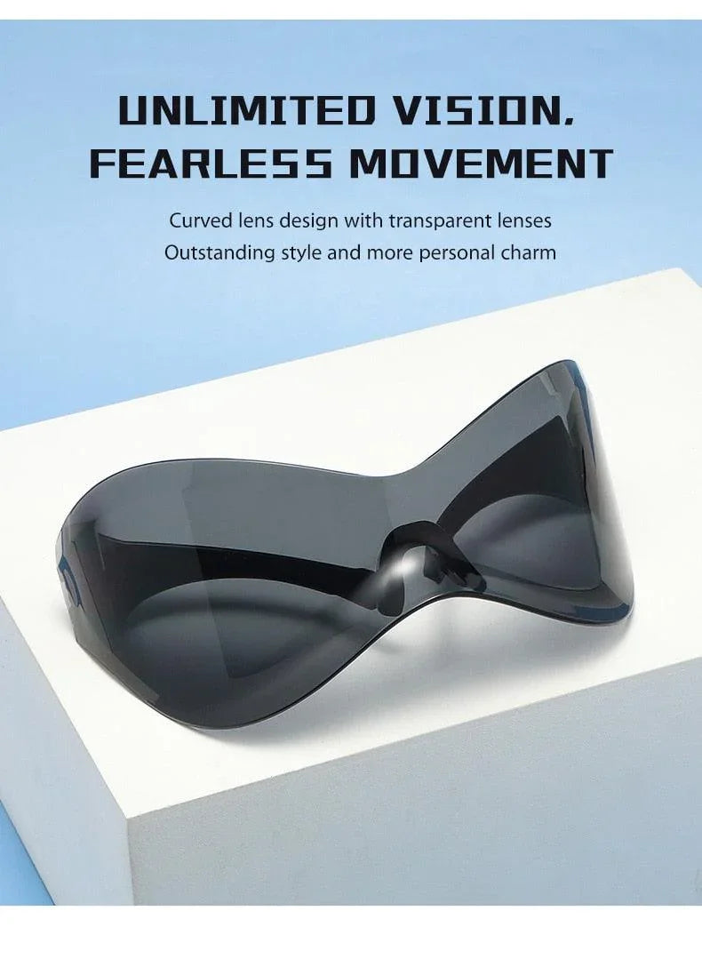 Oversized One Piece Big Frame Goggle Outdoor Mirror Shades Sunglasses - Vestir en Moda