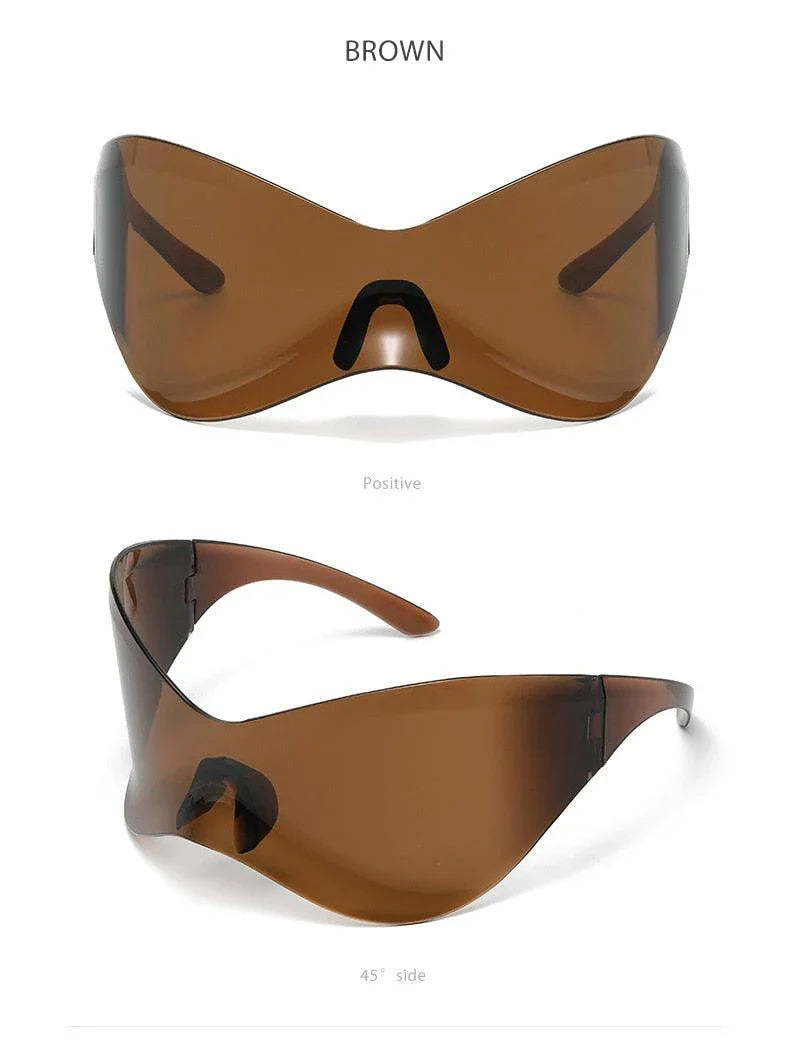 Oversized One Piece Big Frame Goggle Outdoor Mirror Shades Sunglasses - Vestir en Moda