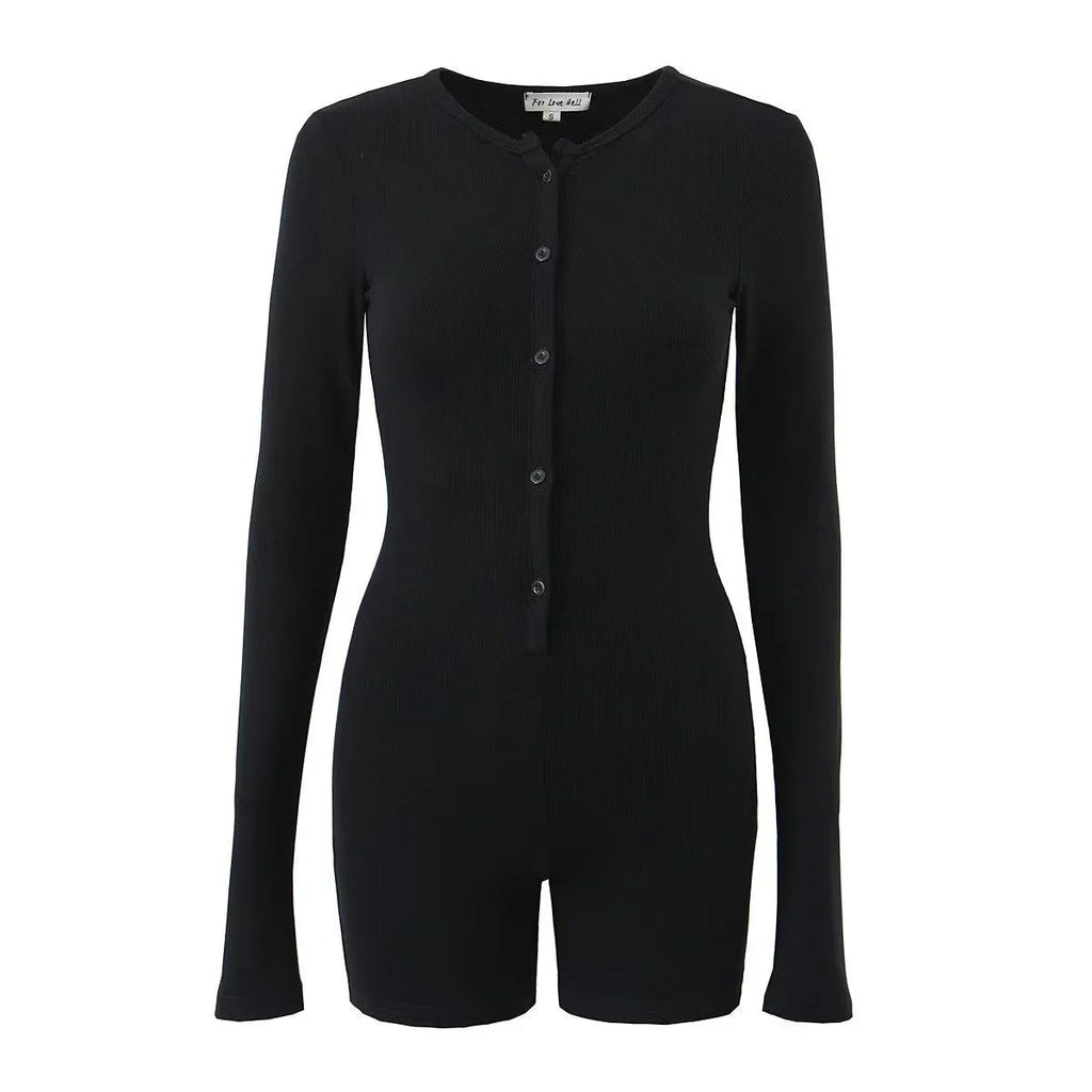 Paloma Autumn Winter V neck Button Outer Wear Underwear Rompers - Vestir en Moda