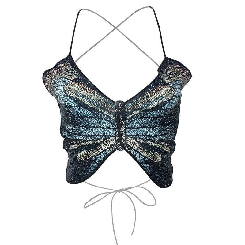 Pamela Bare Back Short Sexy Butterfly Tank Top - Vestir en Moda