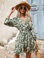 Pamela Summer New Women French Sweet V Neck Floral Waist Dresses - Vestir en Moda