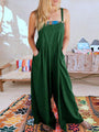 Paola Women Solid Color Wide Leg Linen Jumpsuits - Vestir en Moda