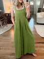 Paola Women Solid Color Wide Leg Linen Jumpsuits - Vestir en Moda
