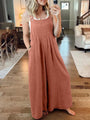 Paola Women Solid Color Wide Leg Linen Jumpsuits - Vestir en Moda