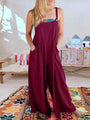 Paola Women Solid Color Wide Leg Linen Jumpsuits - Vestir en Moda