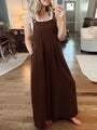 Paola Women Solid Color Wide Leg Linen Jumpsuits - Vestir en Moda