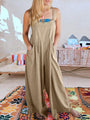 Paola Women Solid Color Wide Leg Linen Jumpsuits - Vestir en Moda