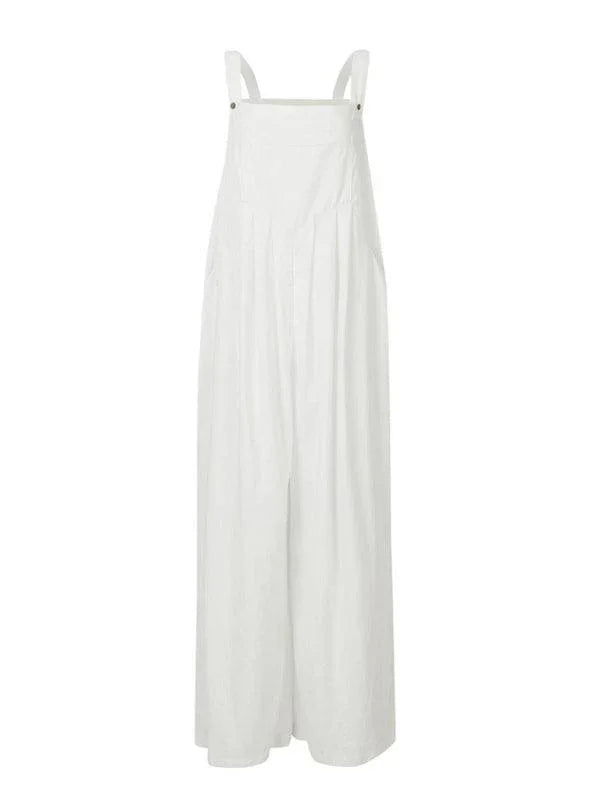 Paola Women Solid Color Wide Leg Linen Jumpsuits - Vestir en Moda