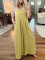 Paola Women Solid Color Wide Leg Linen Jumpsuits - Vestir en Moda
