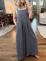 Paola Women Solid Color Wide Leg Linen Jumpsuits - Vestir en Moda