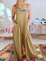 Paola Women Solid Color Wide Leg Linen Jumpsuits - Vestir en Moda
