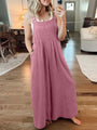 Paola Women Solid Color Wide Leg Linen Jumpsuits - Vestir en Moda