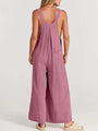 Paola Women Solid Color Wide Leg Linen Jumpsuits - Vestir en Moda