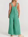Paola Women Solid Color Wide Leg Linen Jumpsuits - Vestir en Moda