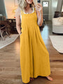 Paola Women Solid Color Wide Leg Linen Jumpsuits - Vestir en Moda
