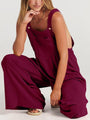 Paola Women Solid Color Wide Leg Linen Jumpsuits - Vestir en Moda