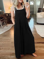 Paola Women Solid Color Wide Leg Linen Jumpsuits - Vestir en Moda