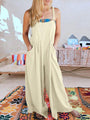 Paola Women Solid Color Wide Leg Linen Jumpsuits - Vestir en Moda