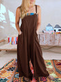 Paola Women Solid Color Wide Leg Linen Jumpsuits - Vestir en Moda