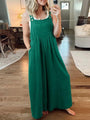 Paola Women Solid Color Wide Leg Linen Jumpsuits - Vestir en Moda