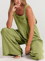 Paola Women Solid Color Wide Leg Linen Jumpsuits - Vestir en Moda