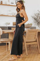 Perlita Spaghetti Strap Tied Seam Detail Jumpsuits - Vestir en Moda