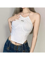 Peyton Sexy Chain Halter Backless Solid Color Top - Vestir en Moda