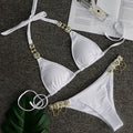 Piper Rhinestone Crystal Diamond Metal Chain Bikinis Swimwear - Vestir en Moda
