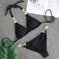 Piper Rhinestone Crystal Diamond Metal Chain Bikinis Swimwear - Vestir en Moda