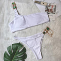 Piper Rhinestone Crystal Diamond Metal Chain Bikinis Swimwear - Vestir en Moda