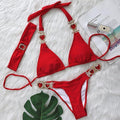 Piper Rhinestone Crystal Diamond Metal Chain Bikinis Swimwear - Vestir en Moda