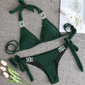 Piper Rhinestone Crystal Diamond Metal Chain Bikinis Swimwear - Vestir en Moda