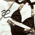 Piper Rhinestone Crystal Diamond Metal Chain Bikinis Swimwear - Vestir en Moda