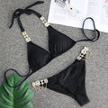 Piper Rhinestone Crystal Diamond Metal Chain Bikinis Swimwear - Vestir en Moda