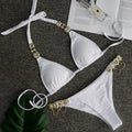Piper Rhinestone Crystal Diamond Metal Chain Bikinis Swimwear - Vestir en Moda