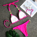 Piper Rhinestone Crystal Diamond Metal Chain Bikinis Swimwear - Vestir en Moda