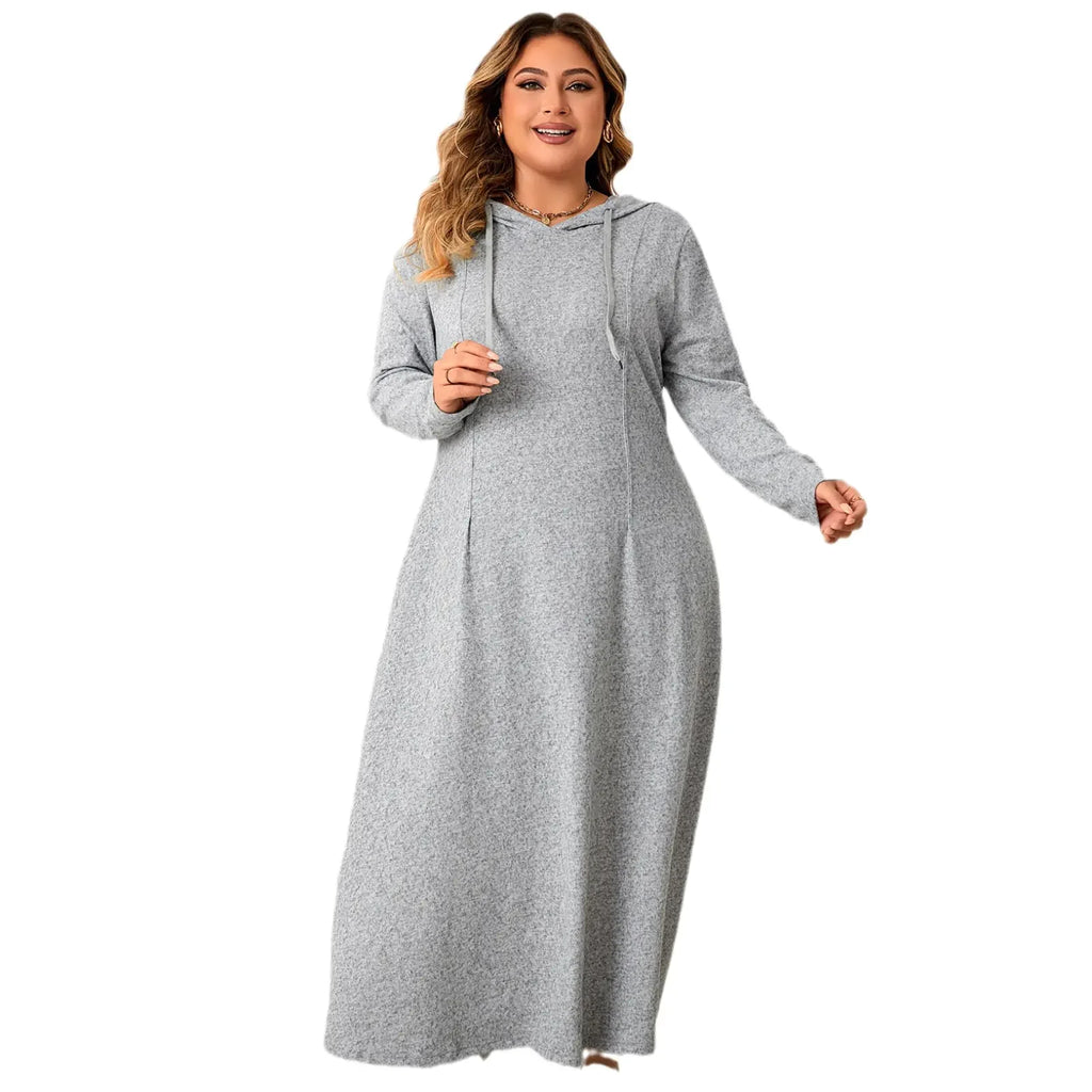 Plus Size Hooded A-Line Casual Dress