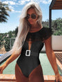 Presley Solid Mesh Round Neck One-Pieces Swimsuits - Vestir en Moda