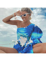 Princess Tie Dyed Ruffled One Shoulder Swimsuit - Vestir en Moda